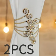 Inne - TEMU Zestaw 2 złotych/srebrnych haczyków do zasłon z motywem skrzydeł, inkrustowanych błyszczącymi kamieniami, wykonanych z metalu, wykwintny design, - miniaturka - grafika 1