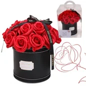 Sztuczne kwiaty - FLOWER BOX BUKIET ZAPACHOWYCH KWIATÓW MYDLANYCH W PUDEŁKU PREZENT URODZINY DLA NIEJ - miniaturka - grafika 1