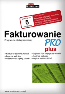 Fakturowanie PRO Plus - 3 firmy / 5 stanowisk Fakturowanie PRO Plus - Programy finansowe i kadrowe Fakturowanie PRO Plus - 3 firmy / 5 stanowisk Fakturowanie PRO Plus - Programy finansowe i kadrowe - miniaturka - grafika 1