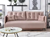 Sofy i kanapy - Elegancka Kanapa Z Funkcją Spania Molly Tapicerowana Welurem Pudrowy - miniaturka - grafika 1