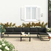 Meble ogrodowe - vidaXL 4-cz., narożny zestaw wypoczynkowy, poduszki, aluminium i WPC - miniaturka - grafika 1