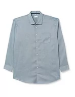 Koszule męskie - Seidensticker Męska koszula biznesowa, bez prasowania, o prostym kroju, krój regular fit, długi rękaw, kołnierz Kent, 100% bawełna, ciemnozielony, 45 - miniaturka - grafika 1