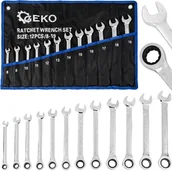 Klucze i nasadki - KLUCZE PŁASKO OCZKOWE Z GRZECHOTKĄ ZESTAW 8-19mm 12EL Geko - miniaturka - grafika 1