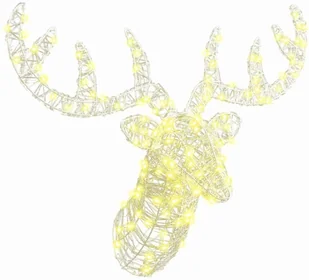 vidaXL Głowa Renifera Ciepła biel 60 cm Akryl - Ozdoby bożonarodzeniowe - miniaturka - grafika 1