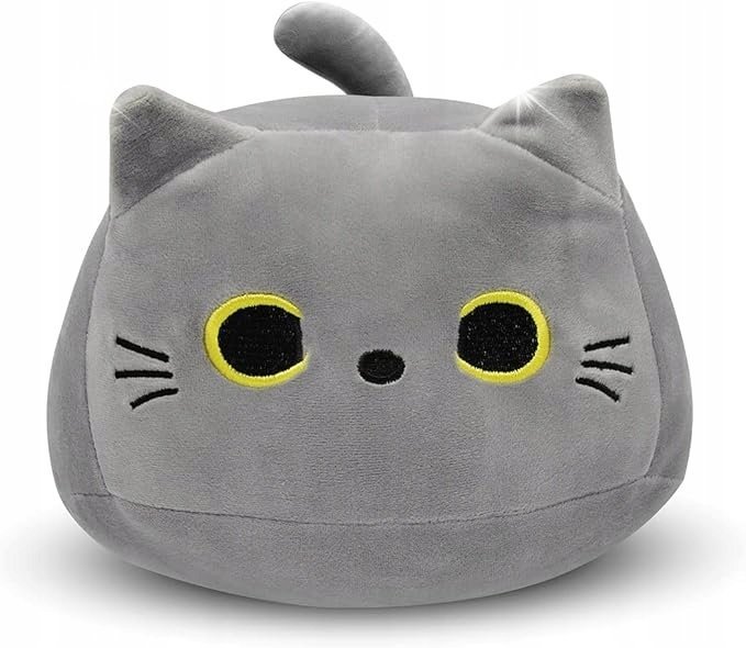MIĘKKI OKRĄGŁY KOTEK PODUSZKA MASKOTKA PLUSZAK DLA DZIECI ROZMIAR L 35cm