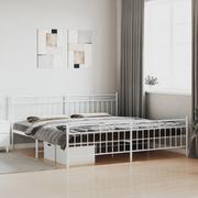 Łóżka - Metalowa rama łóżka z wezgłowiem i zanóżkiem, biała, 200x200 cm Lumarko! - miniaturka - grafika 1