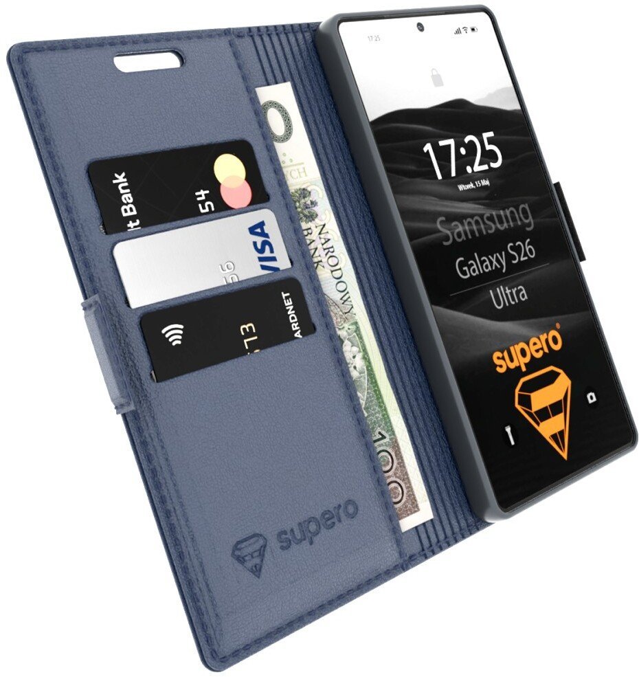 SUPERO Etui z klapką Supero Business Wallet Case do Samsung Galaxy S26 Ultra, niebieskie