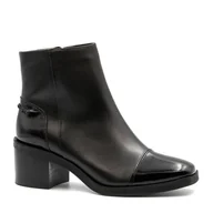 Botki damskie - Czarne skórzane botki KD2604 - Neścior - miniaturka - grafika 1
