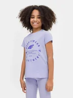 Koszulki dla dziewczynek - Koszulka Dziewczęca 4F T-Shirt Bawełna 128 - miniaturka - grafika 1