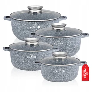 Zestaw Garnków Indukcja Gaz Marmurkowych Komplet 8 Ele Ø 16/20/24/28 Cm - Zestawy garnków i patelni - miniaturka - grafika 1