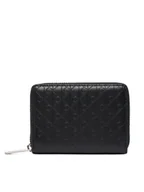 Portfele - Calvin Klein Mały Portfel Męski Emblem Emboss Zip Coin Pouch LV04D1087G Czarny - miniaturka - grafika 1