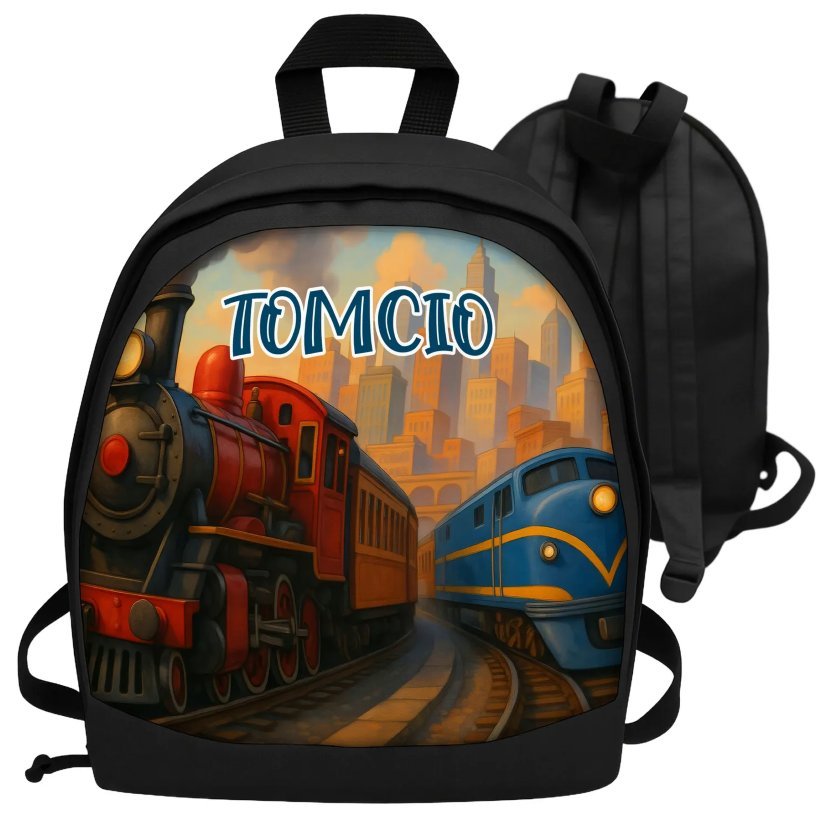 Plecak POCIĄG LOKOMOTYWA z imieniem dziecka personalizowany plecak prezent