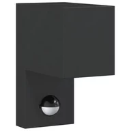 Lampy ogrodowe - vidaXL Zewnętrzny kinkiet z czujnikiem, czarny, odlewane aluminium - miniaturka - grafika 1