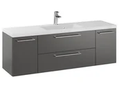 Szafki łazienkowe - Szafka Wisząca Z Umywalką RON 140 cm D - Titan Mat - Uchwyty Chromowane - miniaturka - grafika 1