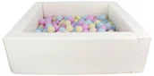 Suche baseny - Kwadratowy suchy basen z ekoskóry z 200 piłeczkami (biały/różowy, niebieski, żółty (pastel)) - miniaturka - grafika 1