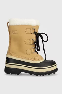 Buty dla dziewczynek - Sorel buty zimowe zamszowe dziecięce 1123511 kolor beżowy Youth Caribou - grafika 1