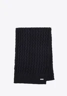 Apaszki i szaliki męskie - Szalik damski o splocie w delikatny wzór czarny - miniaturka - grafika 1