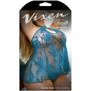 Vixen Koronkowa sukienka z wiązaniem na szyi, niebieska - Sukienki - miniaturka - grafika 1