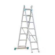 Drabiny - ALVE Aluminiowa dwuczęściowa drabina uniwersalna EUROSTYL przystosowana do używania na schodach, 2x7 szczebli, długość 3,14 m 558006 - miniaturka - grafika 1