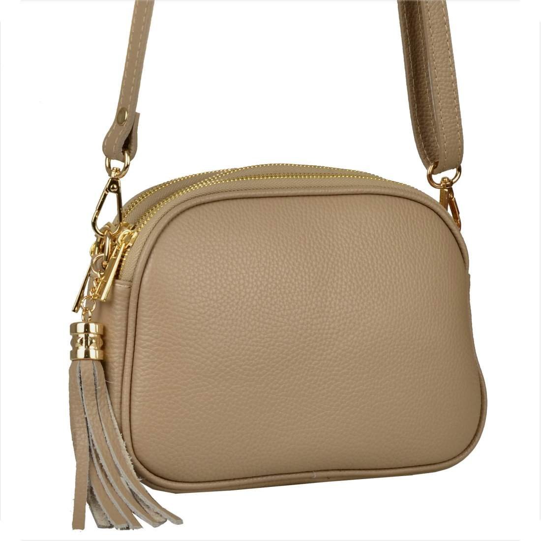 Listonoszka włoska skórzana M beżowa