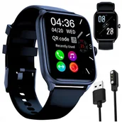 Smartwatch - Smartwatch Zegarek Męski Pl Menu czarny Sportowy - miniaturka - grafika 1