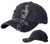 Czapki męskie - Czapka z daszkiem jeansowa bejsbolówka z przetarciami uniwersalna - miniaturka - grafika 1
