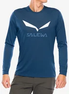 Bluzy sportowe męskie - Koszulka z długim rękawem Salewa Solidlogo Dry L/S Te - dark denim - miniaturka - grafika 1