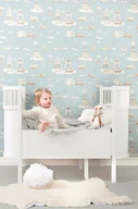 Tapety - Tapeta dla dzieci Jasno Niebieska z Głową w Chmurach - miniaturka - grafika 1