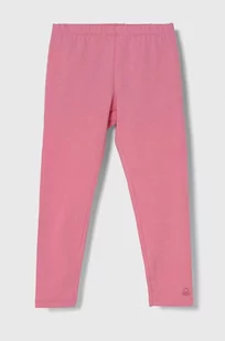 United Colors of Benetton legginsy dziecięce kolor różowy gładkie - Spodnie i spodenki dla dziewczynek - miniaturka - grafika 1