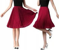 Spódnice - ELEGANCKA SPÓDNICA PLISOWANA MIDI SPÓDNICZKA NA GUMCE RETRO KOLORY S/M - miniaturka - grafika 1