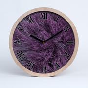 Zegary - Cichy drewno zegar na ścianę różowe futro fi 30 cm, Tulup - miniaturka - grafika 1