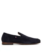 Półbuty męskie - Tommy Hilfiger Półbuty Hilfiger Flexible Suede Loafer FM0FM05496 Granatowy - miniaturka - grafika 1