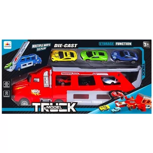 Czerwone auto ciężarowe/laweta z akcesoriami, 3+ MEGA CREATIVE Uniwersalny - Samochody i pojazdy dla dzieci - miniaturka - grafika 1