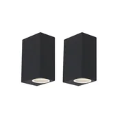 Lampy ogrodowe - QAZQA Zestaw 2 nowoczesnych kinkietów czarny 2-punktowy IP44 - Baleno - miniaturka - grafika 1