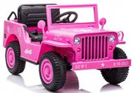 Pojazdy elektryczne dla dzieci - Auto Jeep Wojskowy 4 Silniki 12V Ekoskóra Piankowe Koła Pilot Różowy - miniaturka - grafika 1