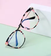 Okulary korekcyjne, oprawki, szkła - Okulary kocie do komputera damskie z filtrem BLUE Light zerówki 2574-3 - miniaturka - grafika 1