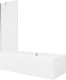 Mexen Cube wanna prostokątna 180 x 80 cm z obudową i parawanem 1-skrzydłowym 70 cm, transparent, chrom - 550518080X9507000001 - Wanny - miniaturka - grafika 1