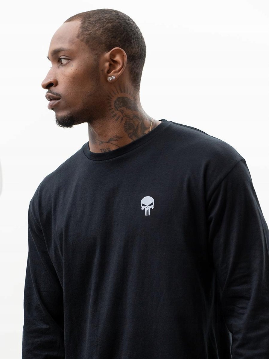 Koszulka Z Długim Rękawem Męska Czarna Longsleeve Marvel Punisher Logo Xxl