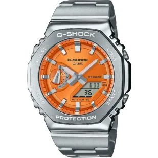 Zegarek Casio G-SHOCK G-STEEL zegarek na bransolecie pomarańczowy GM-2110D-4AER - Zegarki męskie - miniaturka - grafika 1