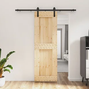 Drzwi przesuwne z osprzętem, 70x210 cm, lite drewno sosnowe 8721012080300 - Drzwi wewnętrzne - miniaturka - grafika 1