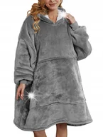 Bluzy damskie - KOCO BLUZA OVERSIZE DŁUGA CIEPŁA KOC BLUZA DAMSKA Z KAPTUREM DZIEŃ KOBIET - Empik - miniaturka - grafika 1