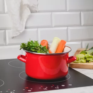 Emalia Olkusz OLKUSZ GARNEK 18 CM 2,6 L STAL EMALIOWANA CZERWONA INDUKCJA 35178 - Garnki - miniaturka - grafika 1