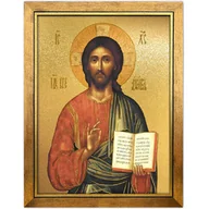 Ikony i obrazy sakralne - Obraz złocony w ramie, Jezus Chrystus Pantokrator - miniaturka - grafika 1