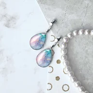 Kolczyki - MARBLE PASTELLE KLIPSY niebanalne i artystyczne nie uczulające - miniaturka - grafika 1