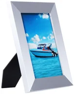 Stacje pogodowe - Ramka na zdjęcia Ecosa 13x18 cm passe-partout prawdziwe szkło MDF format pionowy i poziomy uchwyt ścienny srebrny - miniaturka - grafika 1