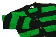 Swetry damskie - myMo Damski kardigan w paski z długim rękawem z dekoltem w serek akryl czarny zielony rozmiar XS/S, czarny, zielony, XS - miniaturka - grafika 1