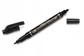 Markery permanentne - Pentel Marker premanentny dwustronny N75W okrągły 1.0mm i 0.3-0.6mm CZARNY 8014 - miniaturka - grafika 1