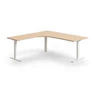 Biurka - Biurko QBUS, kształt L, 2000x2000 mm, rama T, biały, dąb - miniaturka - grafika 1