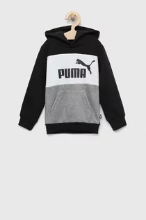 Bluzy dla chłopców - Puma bluza dziecięca kolor czarny z kapturem wzorzysta - grafika 1