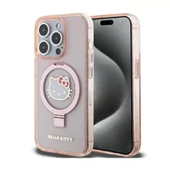 Pozostałe akcesoria do telefonów - Hello Kitty Ring Stand Glitter Electrop Logo MagSafe - Etui iPhone 15 Pro (różowy) - miniaturka - grafika 1